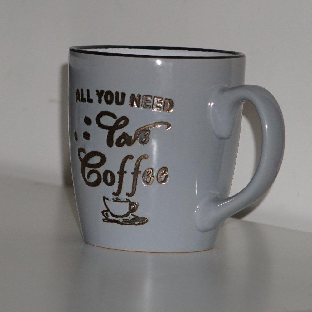 2 Mugs Coffee Red and Gray "ALL YOU NEED COFFE" - Picture 5 of 8
